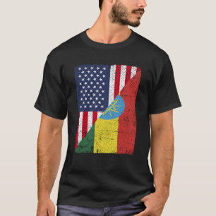 T-shirt Drapeau de la moitié des États-Unis Drapeau de la 