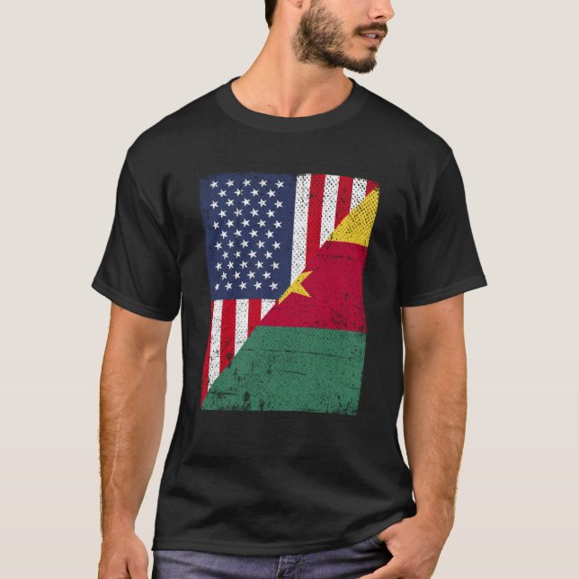 T-shirt Drapeau de la moitié des États-Unis Drapeau de la  (Devant)