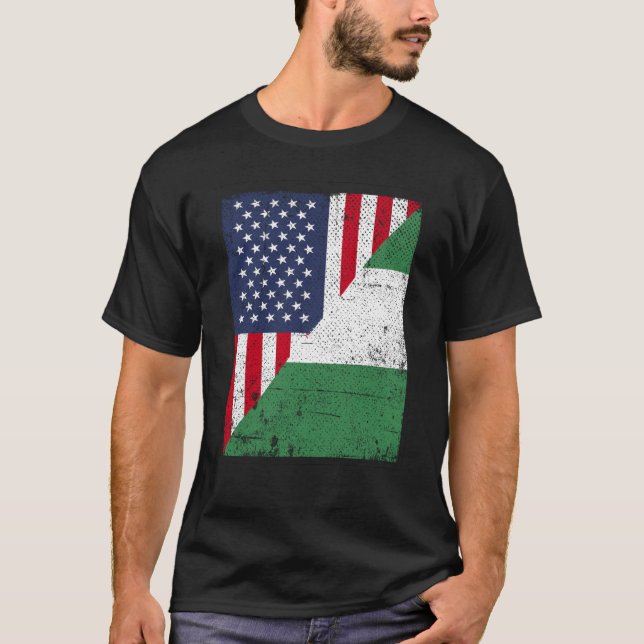 T-shirt Drapeau de la moitié des États-Unis Drapeau de la  (Devant)