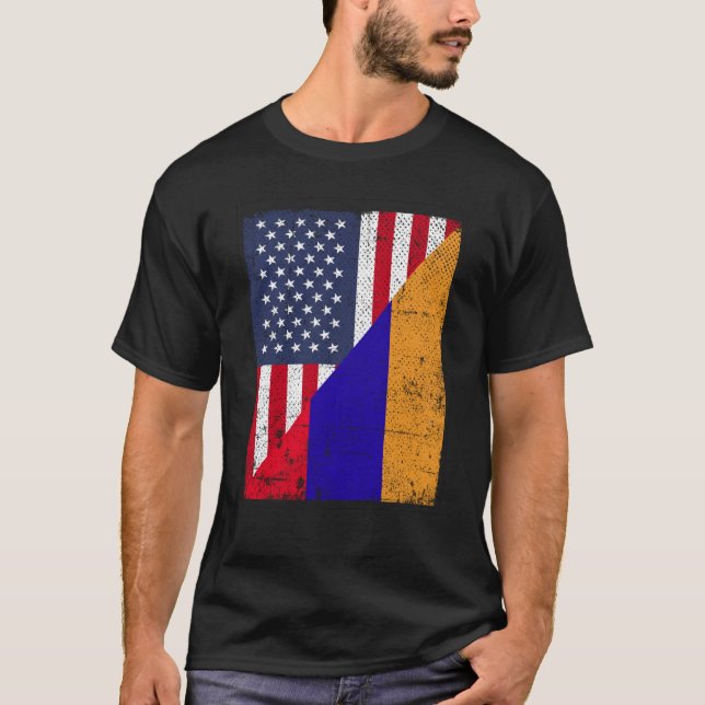 T-shirt Drapeau de la moitié des États-Unis Drapeau de la  (Devant)