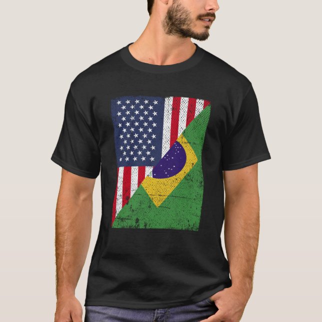 T-shirt Drapeau de la moitié des États-Unis Drapeau de la  (Devant)