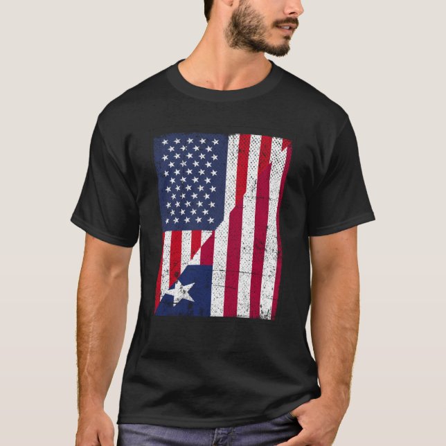 T-shirt Drapeau de la moitié des États-Unis Drapeau de la  (Devant)