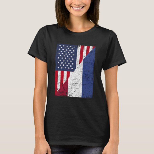 T-shirt Drapeau de la moitié des États-Unis Drapeau de la  (Devant)