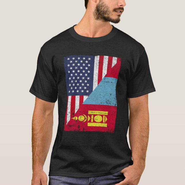T-shirt Drapeau de la moitié des États-Unis Drapeau de la  (Devant)