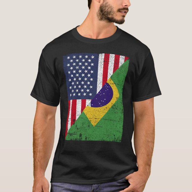 T-shirt Drapeau de la moitié des États-Unis Drapeau de la  (Devant)