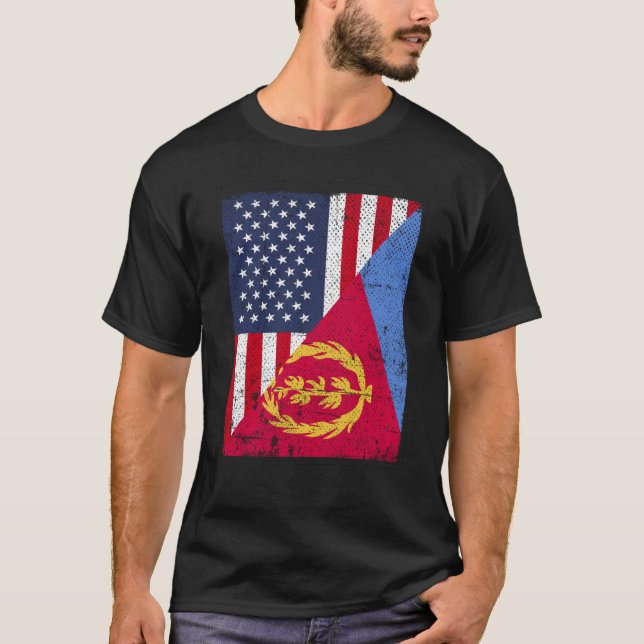 T-shirt Drapeau de la moitié des États-Unis Drapeau de l'É (Devant)