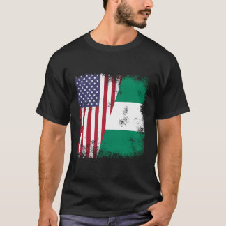 T-shirt Drapeau De La Moitié Du Nigeria Vintage Nigeria Ca