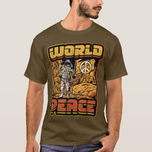 T-shirt Drapeau de la paix de l'astronaute de la paix mond