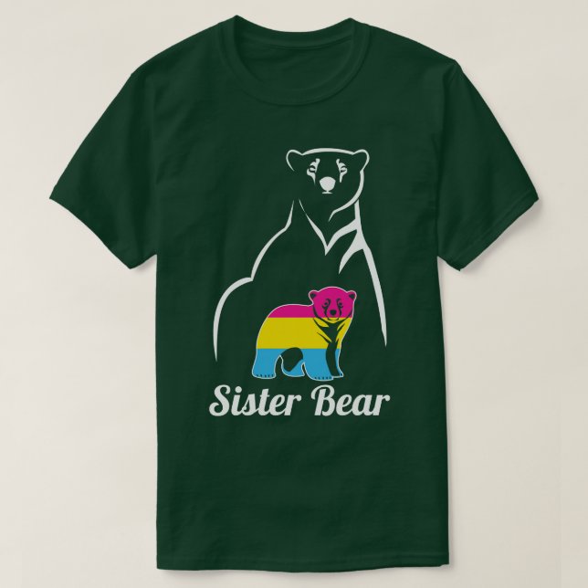 T-shirt Drapeau de la Pan Pride de l'ours Pansexual Sister (Design devant)