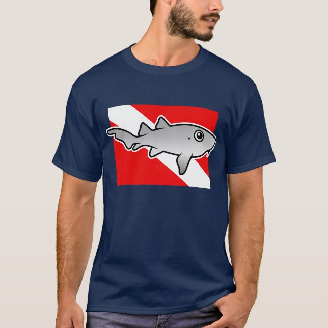 T-shirt Drapeau de la plongée de requin caricature (Devant)