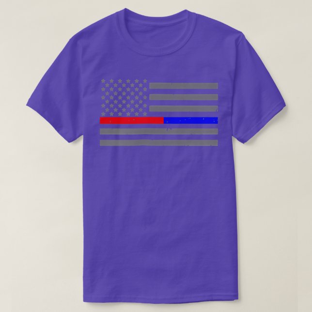 T-shirt Drapeau de la police des pompiers mince Ligne bleu (Design devant)