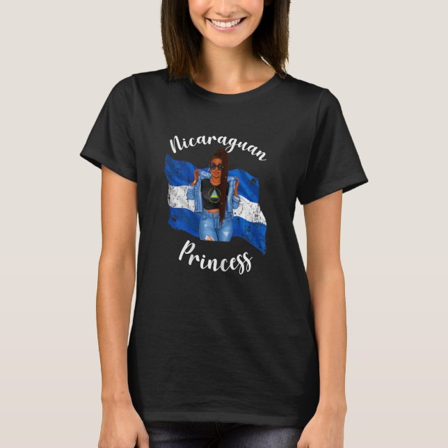 T-shirt Drapeau De La Princesse Du Nicaragua Noire (Devant)