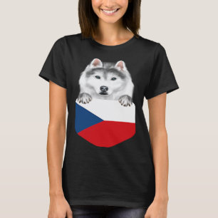 T-shirt Drapeau de la République tchèque Chien Husky sibér