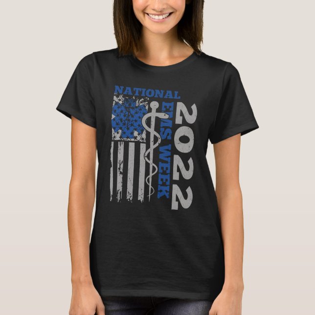T-shirt Drapeau de la Semaine nationale EMS 2022 USA (Devant)