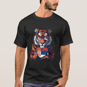 T-shirt Drapeau de la Serbie Cœur de tigre Racines serbes