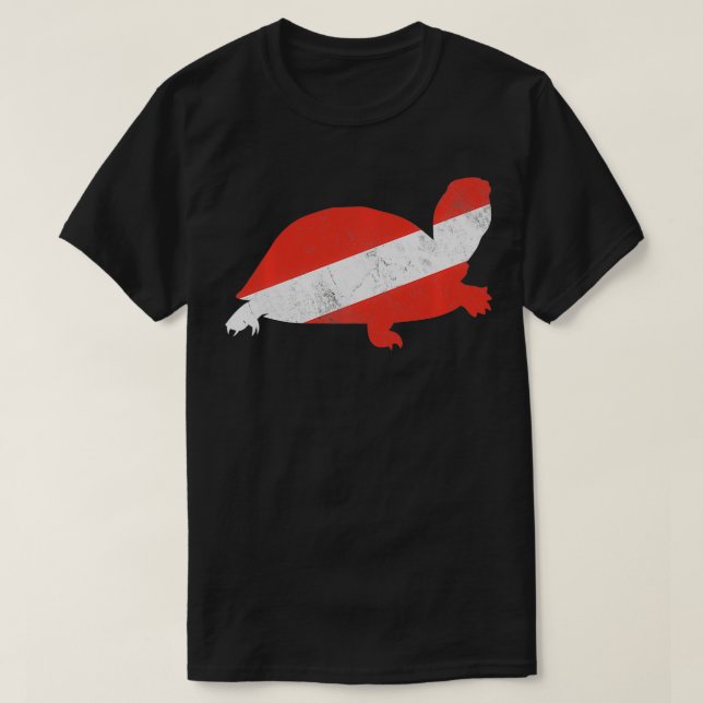 T-shirt Drapeau de la tortue de mer Plongée Plongée Plongé (Design devant)
