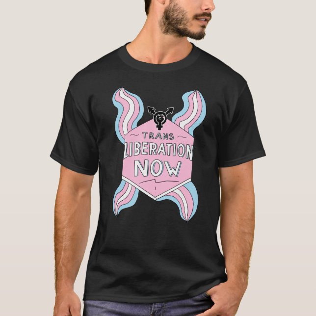 T-shirt Drapeau de la Trans Liberation Now Transgender Rig (Devant)