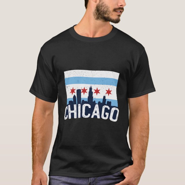 T-shirt Drapeau de la ville de Chicago (Devant)