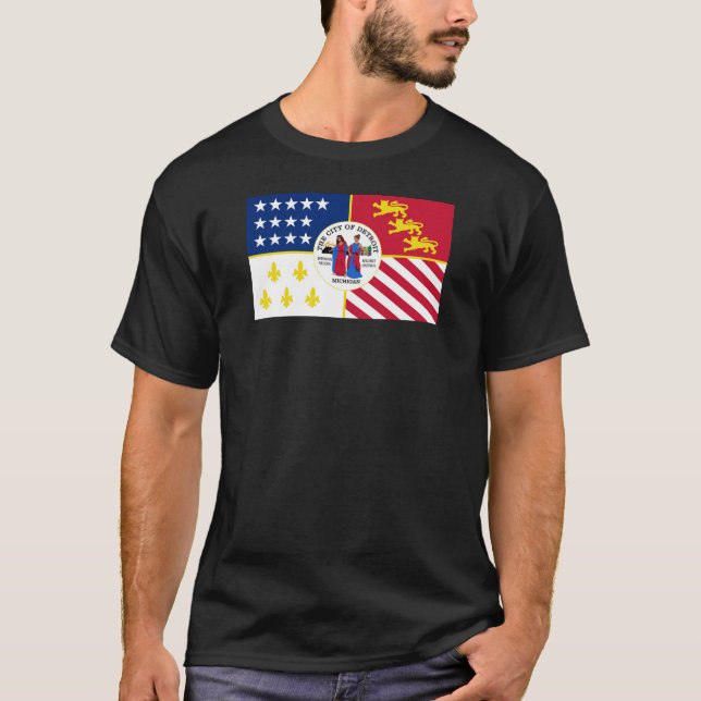 T-shirt Drapeau de la ville de Detroit (Devant)