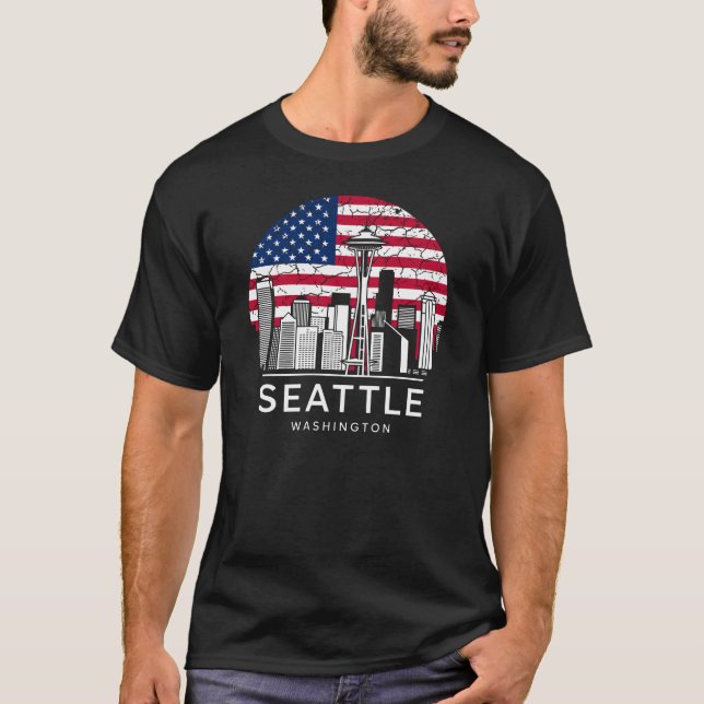 T-shirt Drapeau de la ville de Seattle, Washington (Devant)