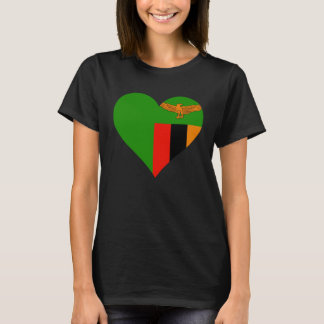 T-shirt Drapeau de la Zambie Cœur Zambie Amour Zambie