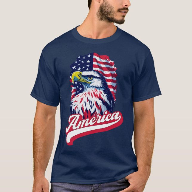 T-shirt Drapeau de l'aigle américain (Devant)