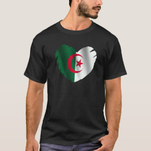 T-shirt Drapeau de l'Algérie en forme de cœur algérien Alg