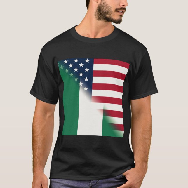 T-shirt Drapeau de l'Amérique du Nigeria | États-Unis moit (Devant)