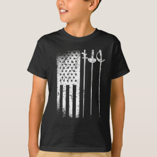T-shirt Drapeau de l'Amérique en escrime Le 4 juillet sabr