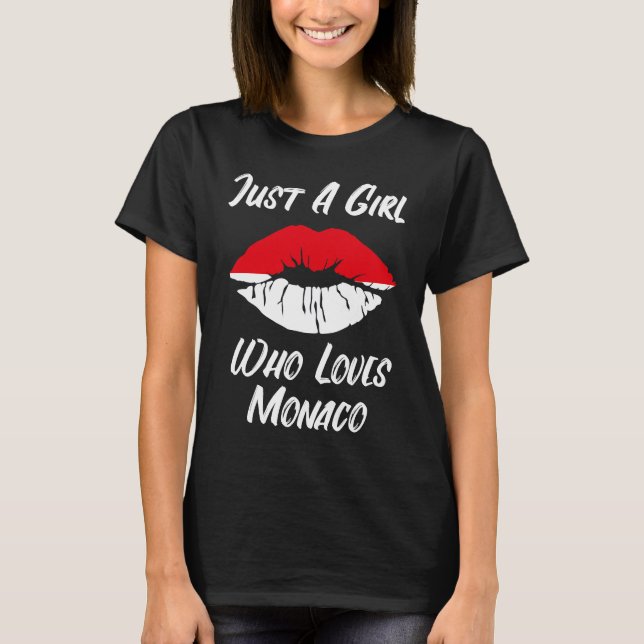 T-shirt Drapeau de l'amour des lèvres de la bouche Monaco (Devant)