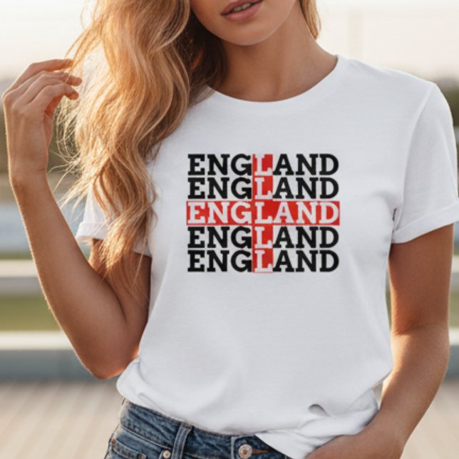 T-shirt Drapeau de l'Angleterre Nom Répété Typographie Fan (England Flag Name Repeat Typography Soccer Fan T-Shirt)