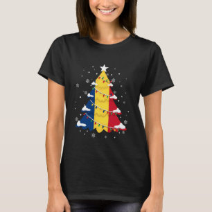 T-shirt Drapeau de l'arbre de Noël roumain Fête Roumanie F