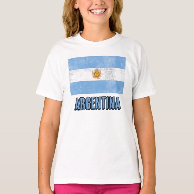 T-shirt Drapeau de l'Argentine (Grunge look) (Devant)