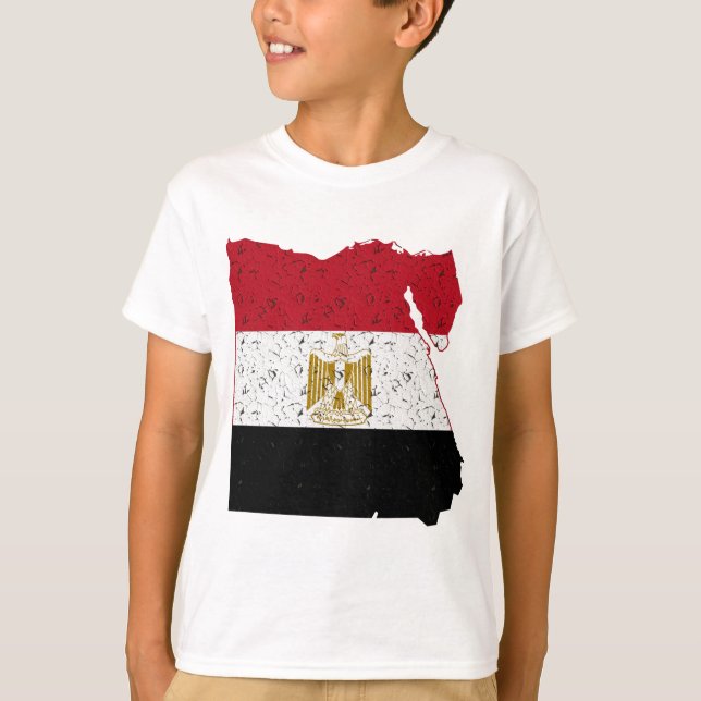T-shirt Drapeau de l'Égypte Carte Crackle (Devant)