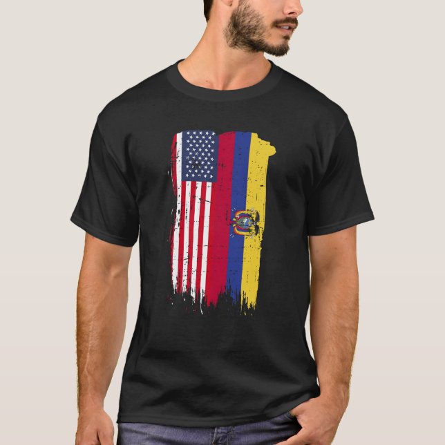 T-shirt Drapeau de l'Équateur - Américain équatorien (Devant)