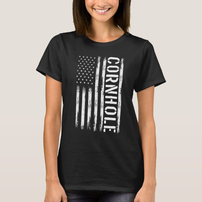 T-shirt Drapeau de l'équipe championne Bean Bag Cornhole U (Devant)