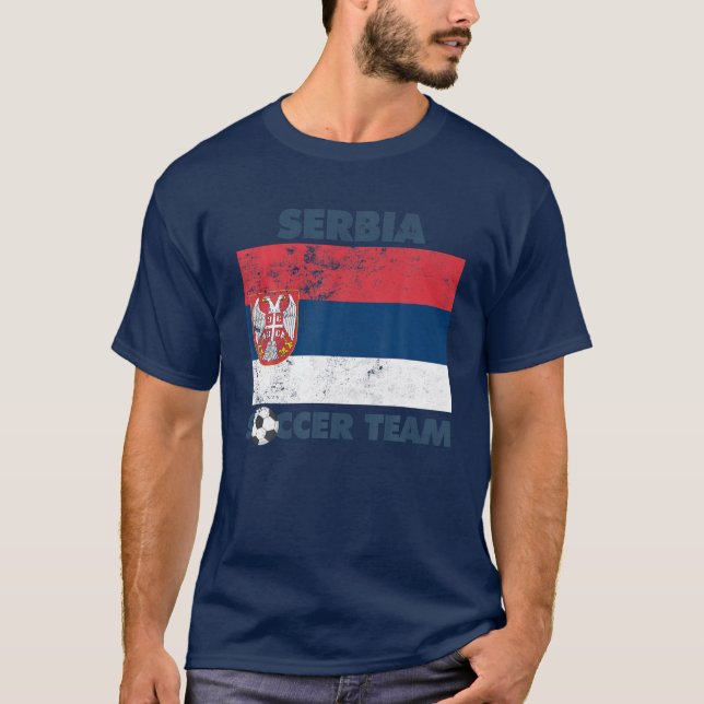 T-shirt Drapeau de l'équipe de football serbe 2022 Support (Devant)