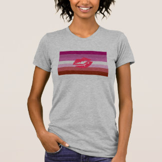 T-shirt Drapeau de lesbienne de rouge à lèvres
