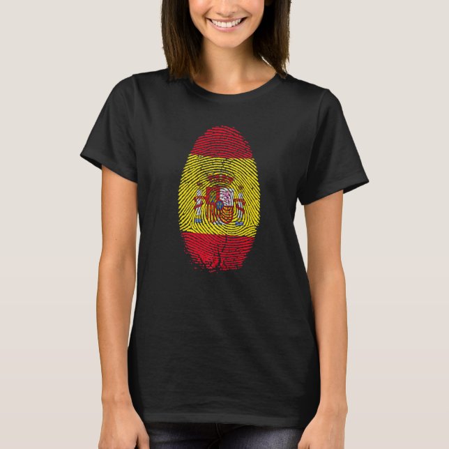 T-shirt Drapeau de l'Espagne Empreinte digitale C'est dans (Devant)