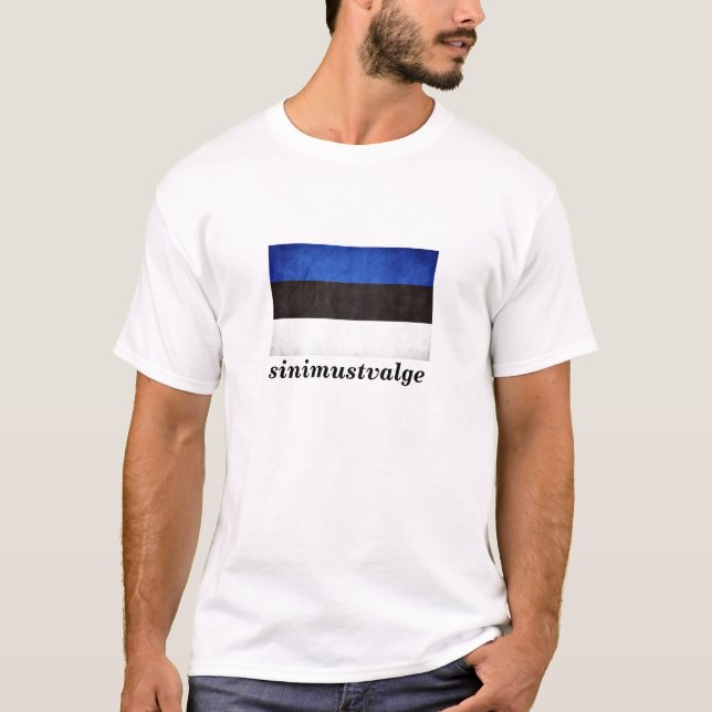 T-shirt drapeau de l'Estonie de "sinimustvalge" (Devant)
