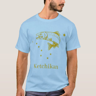 T-shirt Drapeau de l'état de Ketchikan Saumon Alaska Pêche