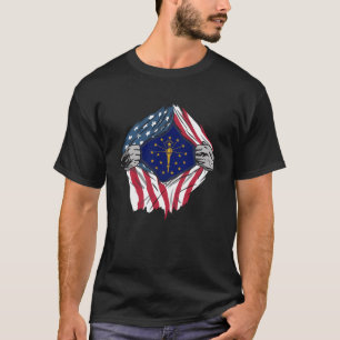 T-shirt Drapeau de l'état de l'Indiana Sang américain en m