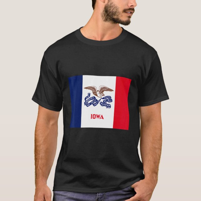 T-shirt Drapeau De L'État De L'Iowa États-Unis (Devant)