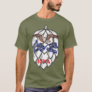 T-shirt Drapeau de l'État de l'Iowa Hop Cone de bière