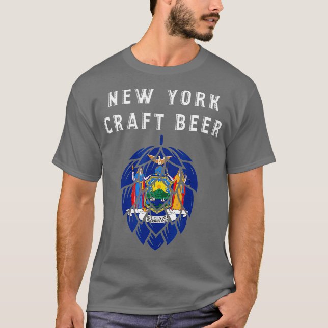 T-shirt Drapeau de l'État de New York Amateurs de bière bl (Devant)