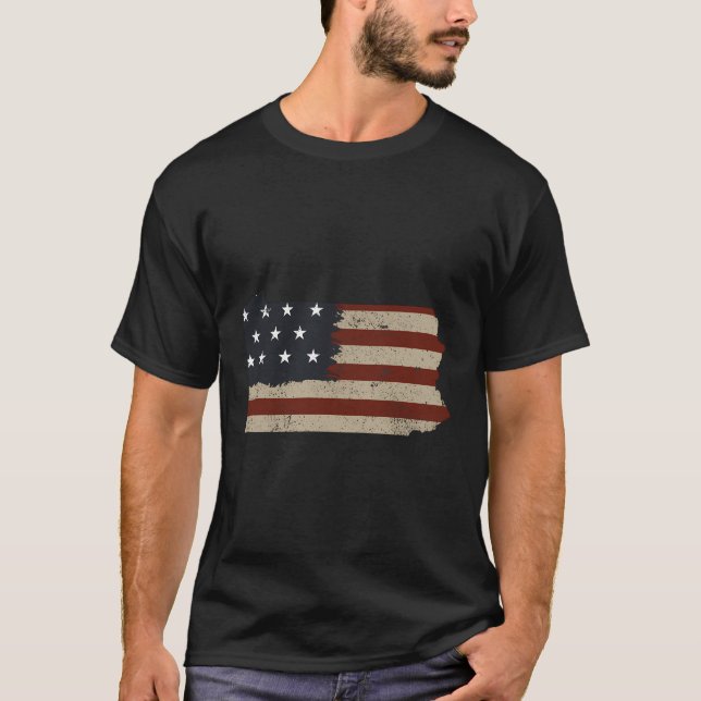 T-shirt Drapeau De L'État De Pennsylvanie Patriotique Usa  (Devant)