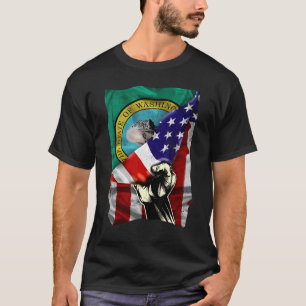 T-shirt Drapeau de l'État de Washington en détresse Patri