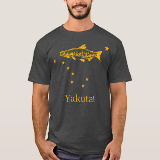 T-shirt Drapeau de l'État de Yakutat Alaska Pêche Saumon