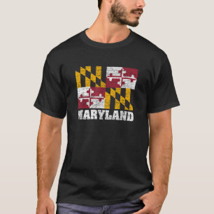 T-shirt Drapeau de l'état du Maryland Hommes Femmes Rétro