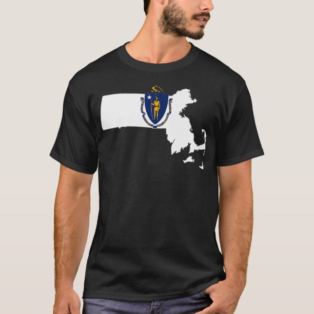 T-shirt Drapeau de l'état du Massachusetts à l'intérieur d (Devant)